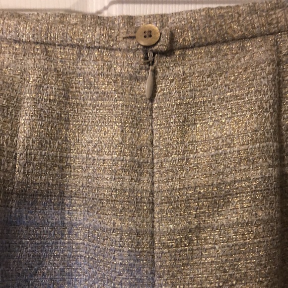 ANN TAYLOR PETITES TWEED SILVER&GOLD  PENCIL-SKIRT SZ 8P. LINED.GREAT CONDITION - Picture 4 of 7